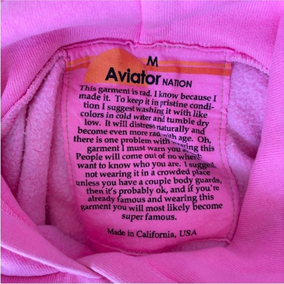 Aviator Nation Cropped Hoodie Rare Malibu Chili Cook Off Neon Pink Size Medium - Picture 3 of 11